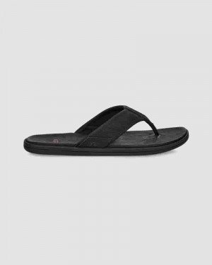 Black Men UGG Seaside Leather Flip Flop Sandals | AUZ8600U