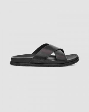 Black Men UGG Wainscott Slide Sandals | AUJ8597P