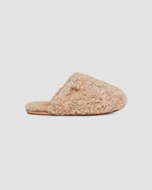 Brown Kids' UGG Maxi Curly Slide Slippers | AUI8536L