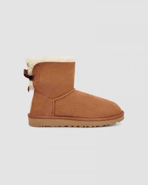 Coffee Women UGG Mini Bailey Bow II Boots | AUS8725G
