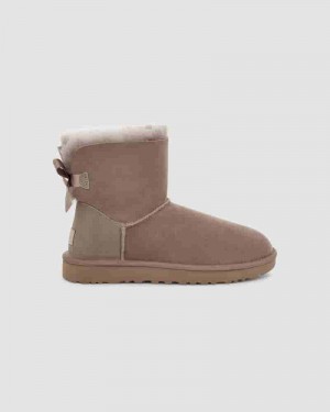 Khaki Women UGG Mini Bailey Bow II Boots | AUP8727J