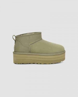 Olive Women UGG Classic Ultra Mini Platform Boots | AUG8699S